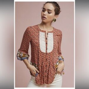 Anthropologie Maeve Hiver Boho Floral Print Blouse